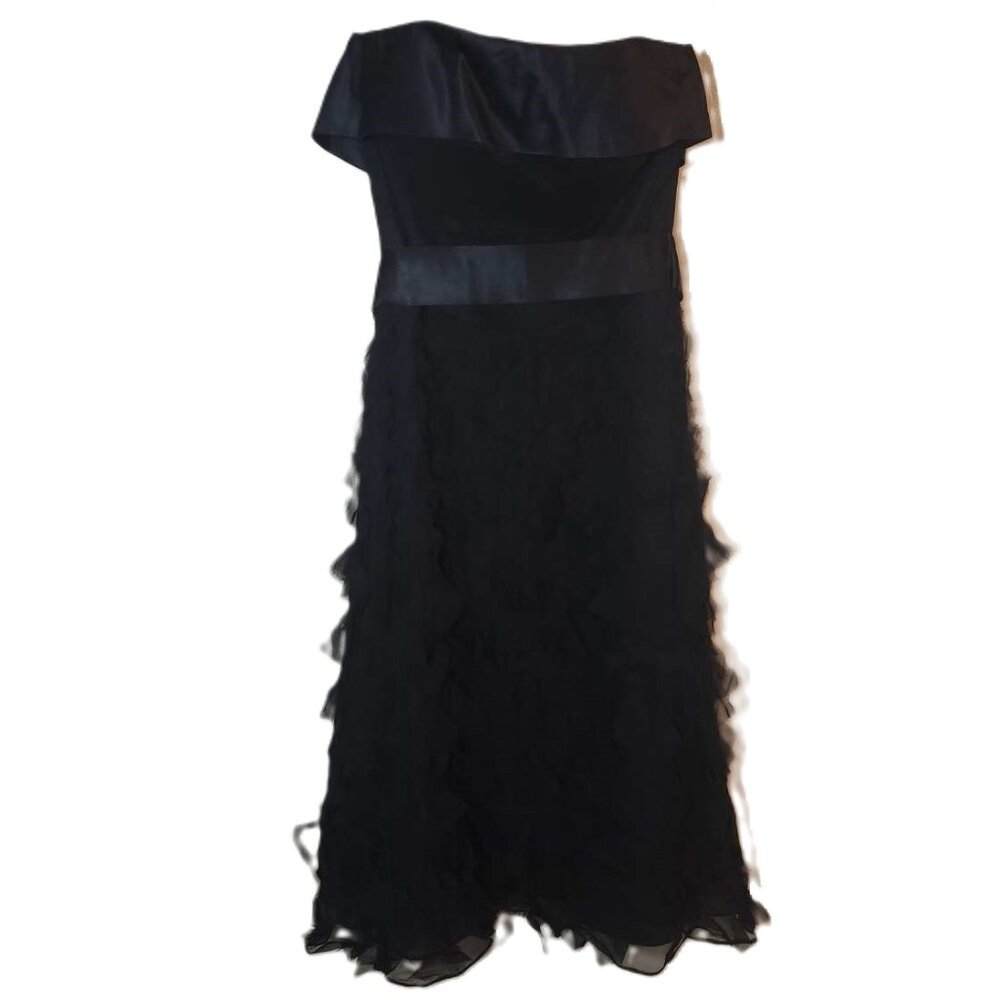 NWT White House Black Market silk dress Size 2 Black ruffled sleeveless cocktail